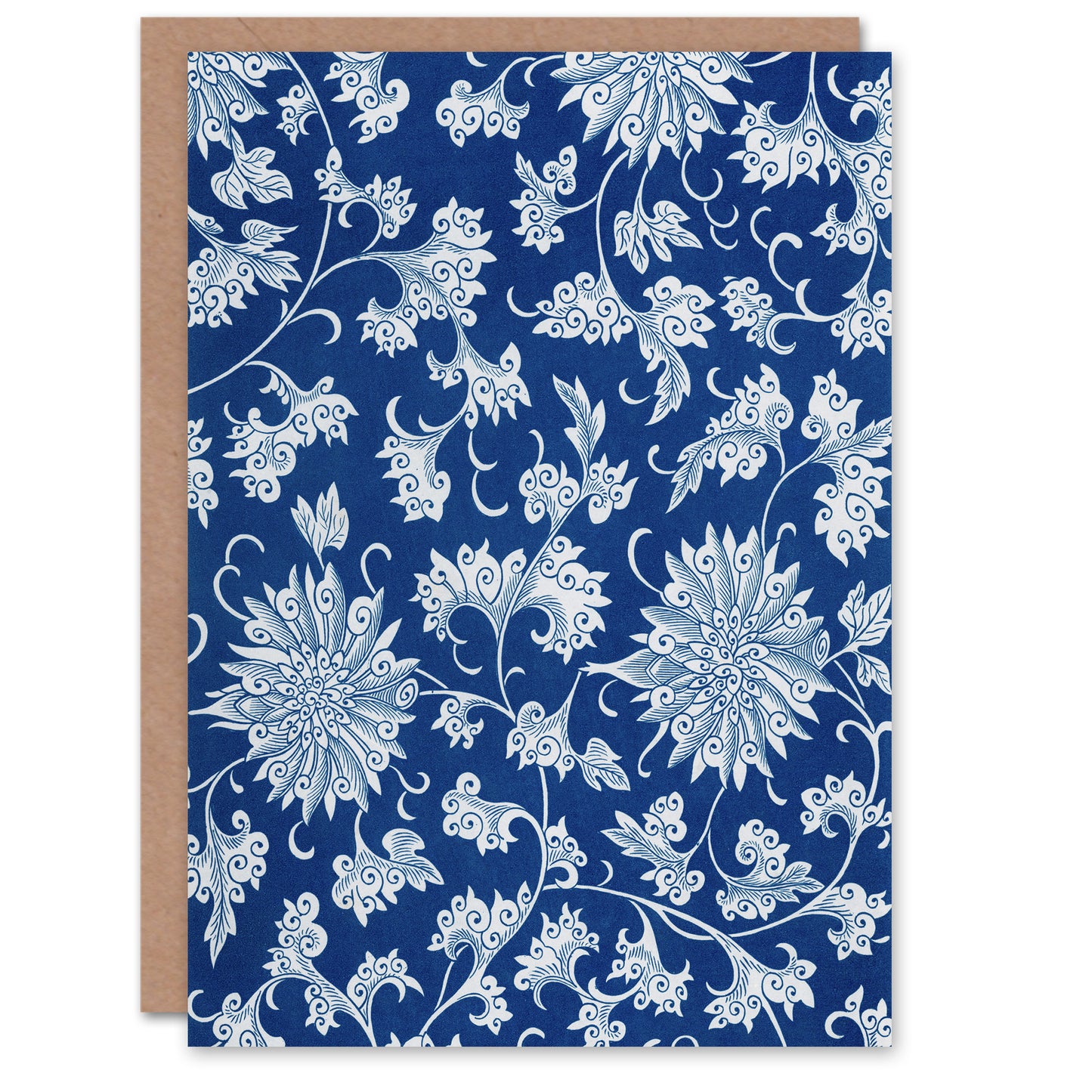 Owen Jones Ornamental Flower Pattern in Blue Art Greeting Card
