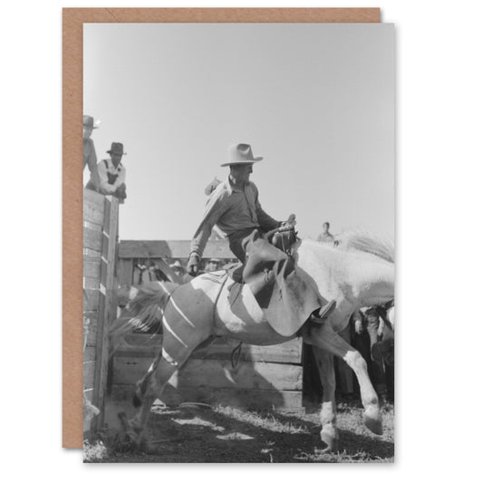 Russell Lee Cowboy at Bean Day Rodeo Action Shot Art Greeting Card