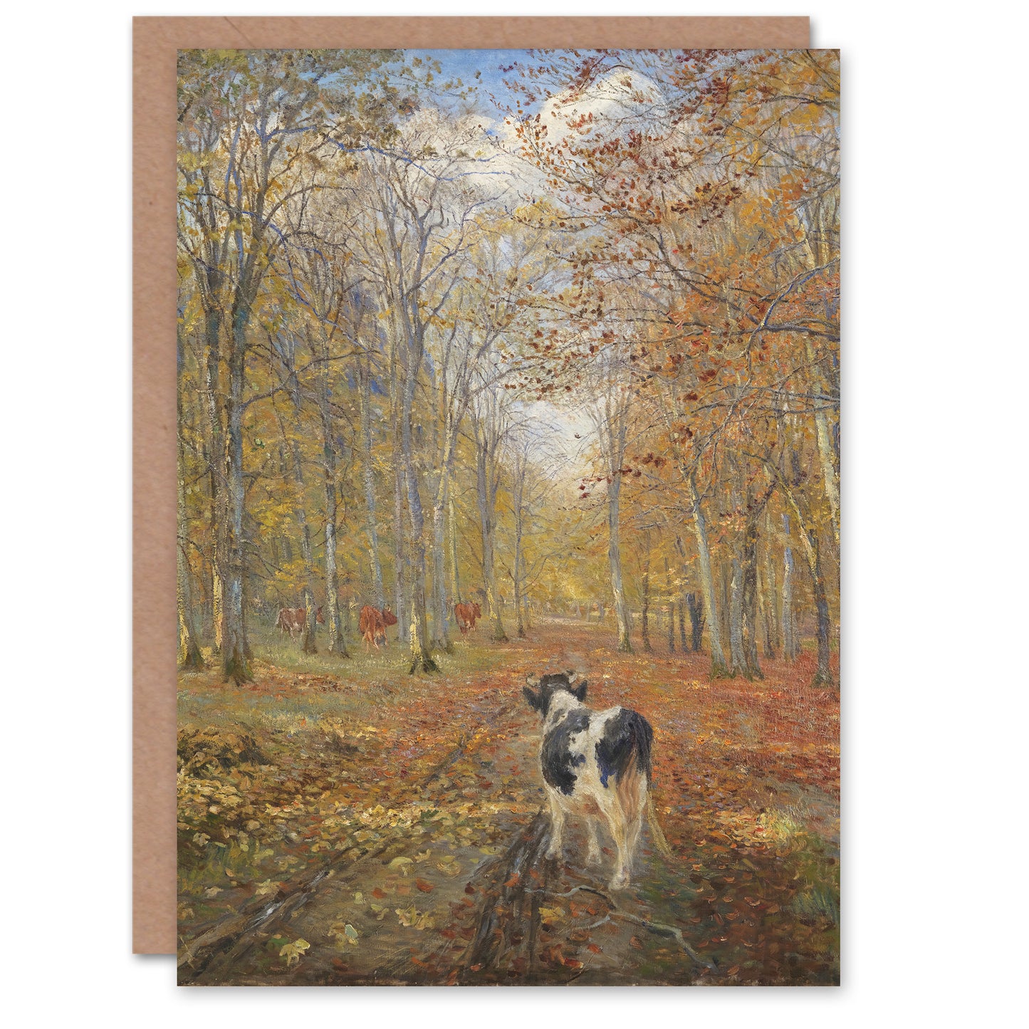 Theodor Philipsen Calf on A Road in Dyrehaven Art Greeting Card