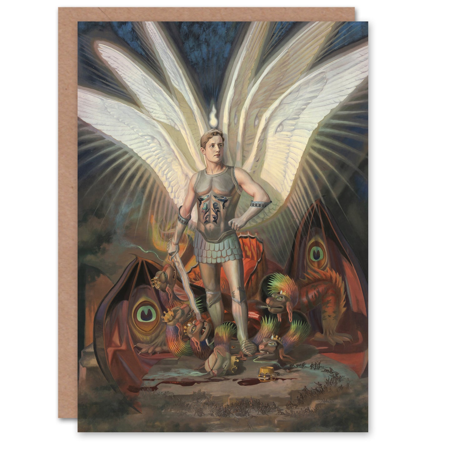 Wasastjerna Archangel Michael Defeating the Dragon Art Greeting Card