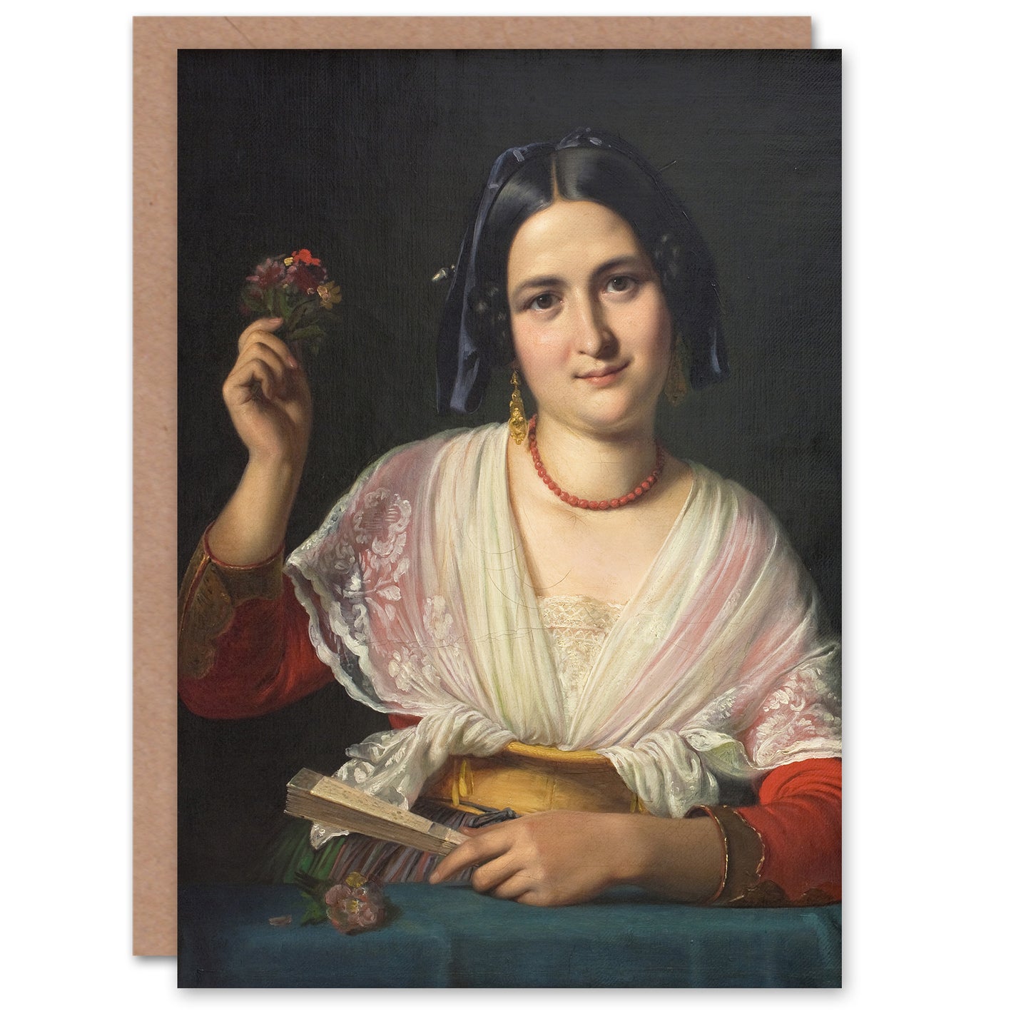 Wilhelm Marstrand Roman Woman in Carnival Costume Art Greeting Card
