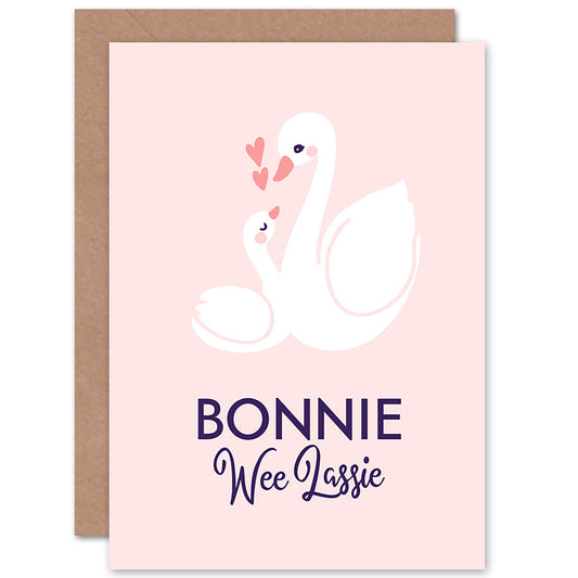 Bonnie Lassie Girl Scottish Swan New Baby New Baby Card