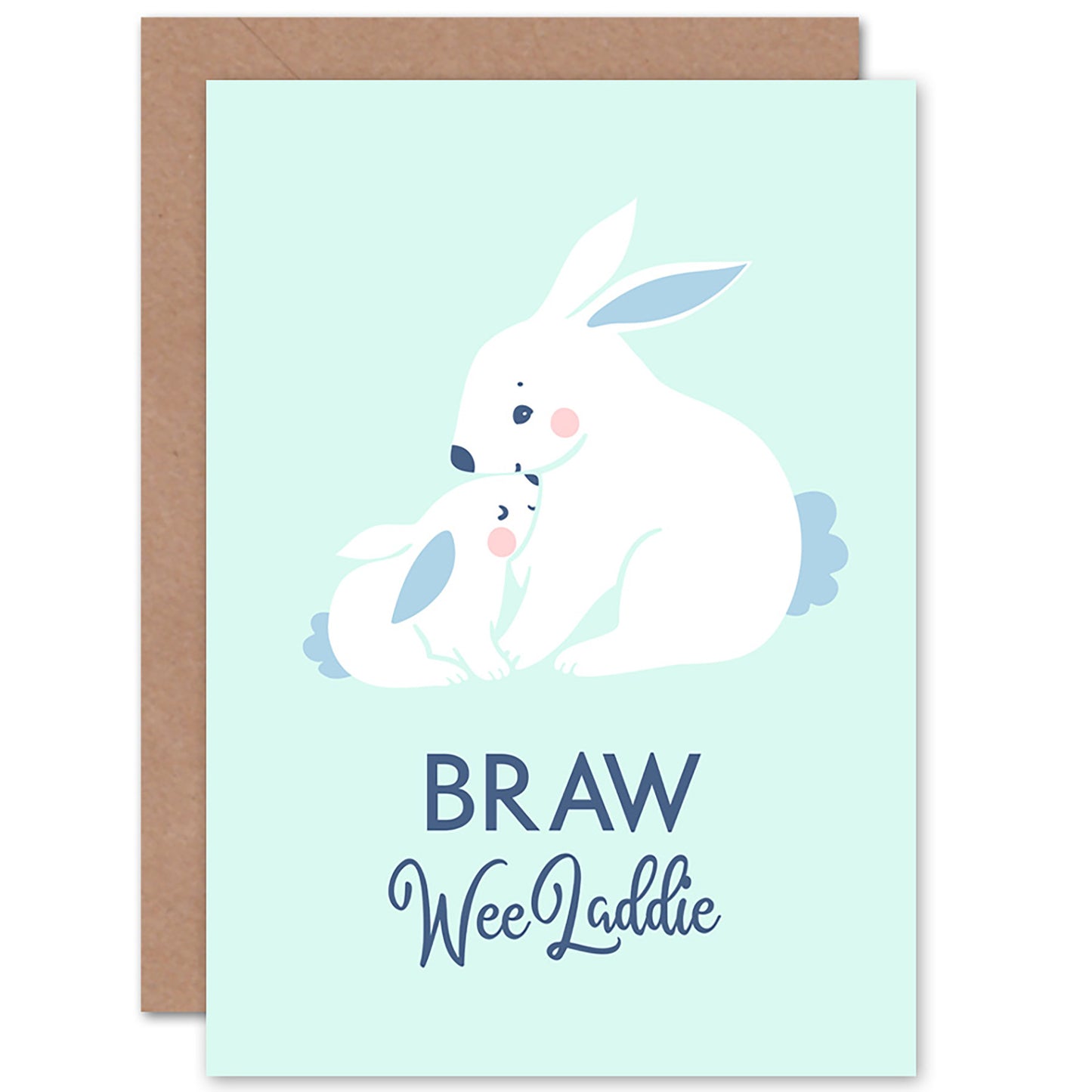 Braw Laddie Boy Scottish Rabbit New Baby Card