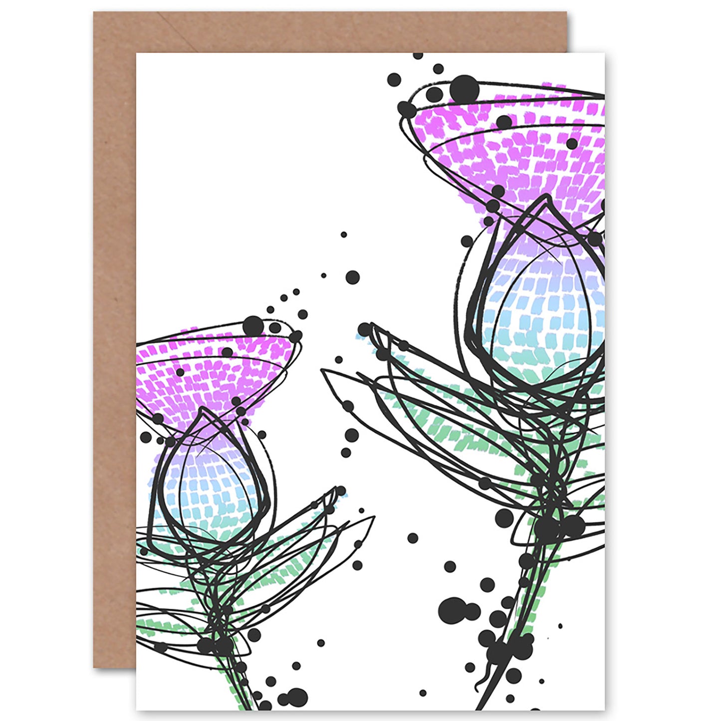 Scottish Thistle Flower Bright Abstract Scottish Card