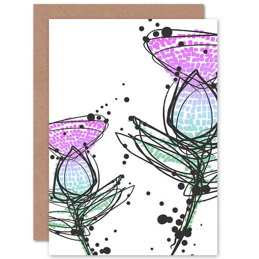 Scottish Thistle Flower Bright Abstract Scottish Card