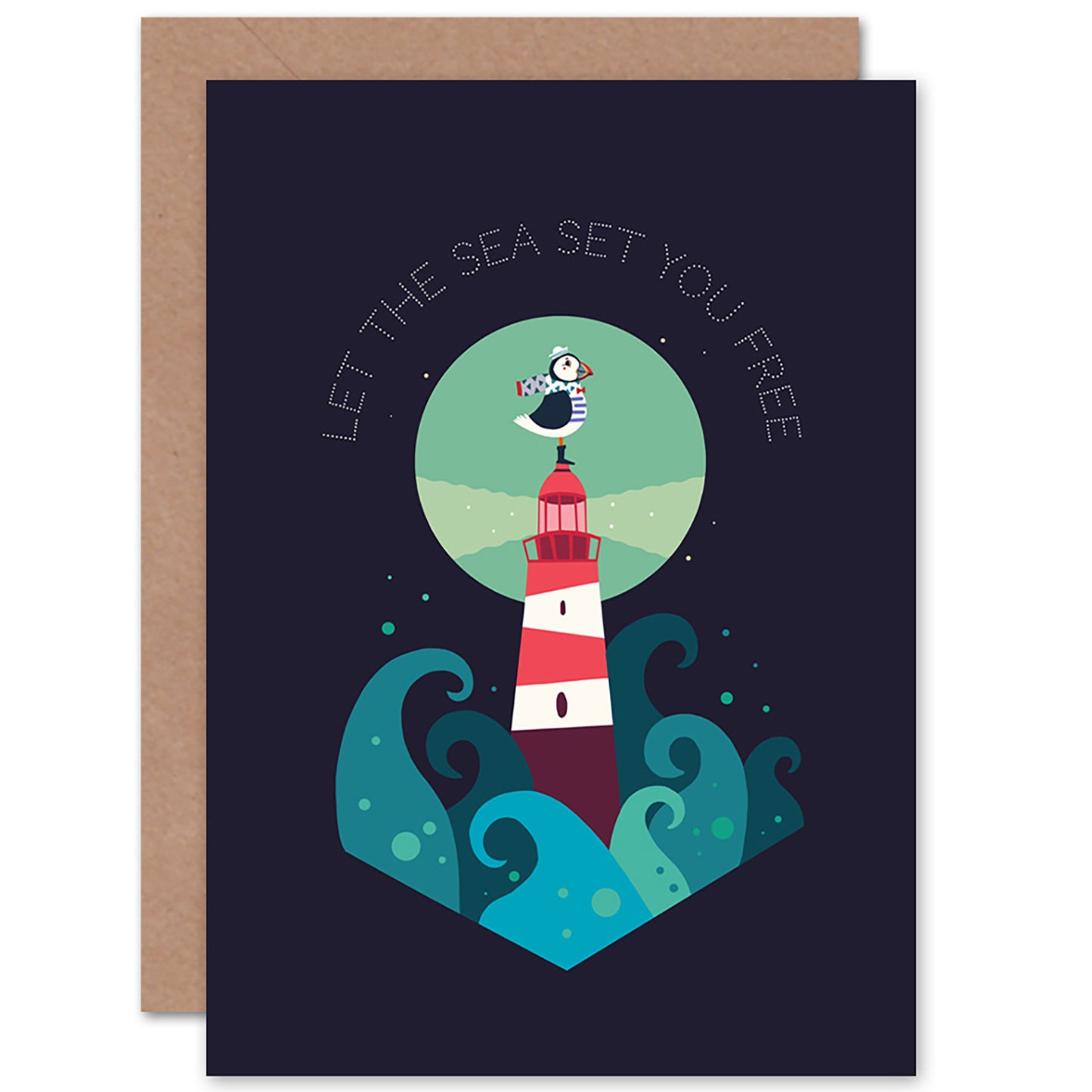 Puffin Bird Lighthouse Sea Set Free Sea Good Bye Card