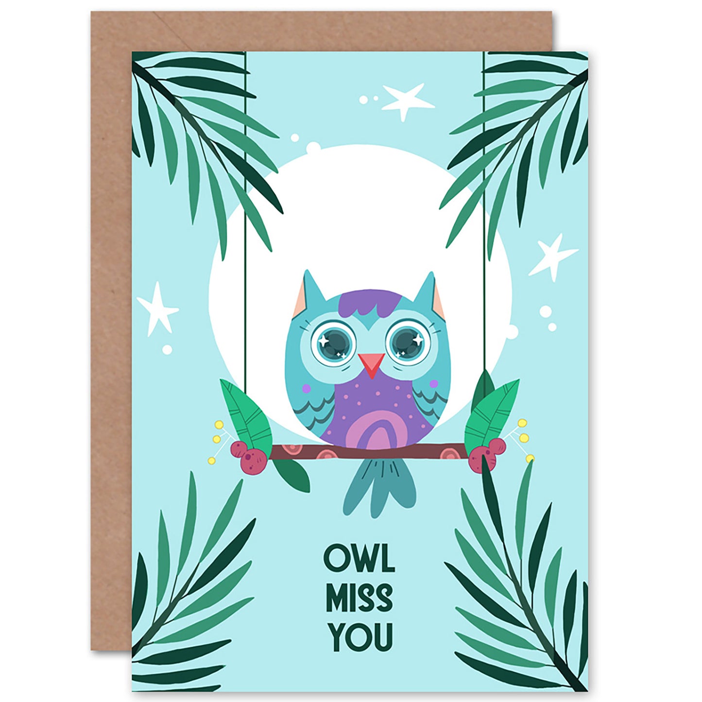 Kawaii Perch Miss You Owl Good Bye Card