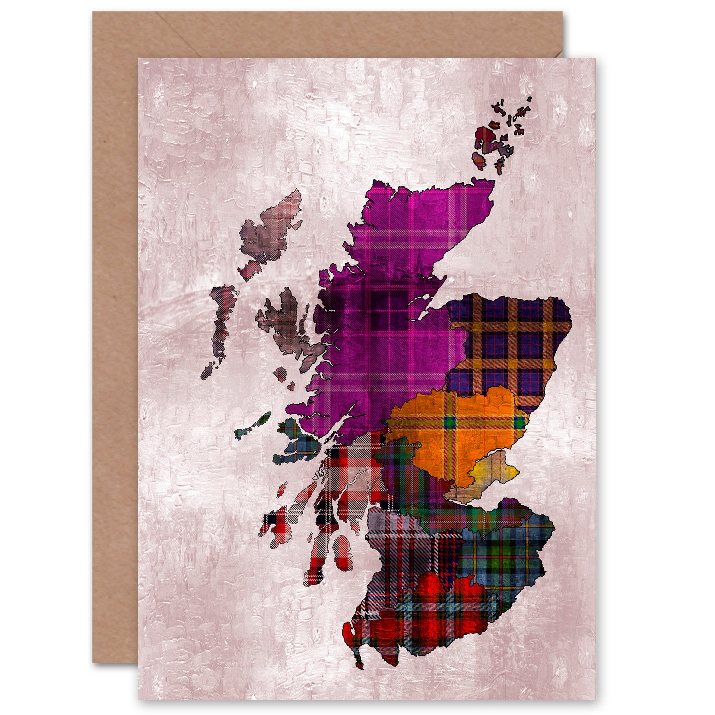 Colourful Scotland Clan Tartan Map Scottish Card