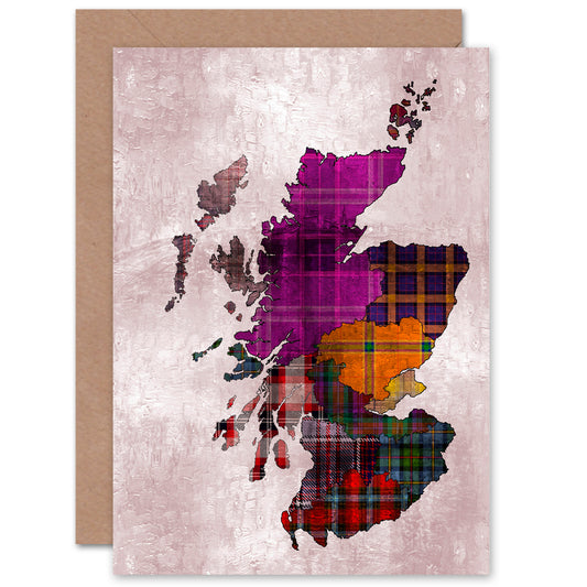 Colourful Scotland Clan Tartan Map Scottish Card