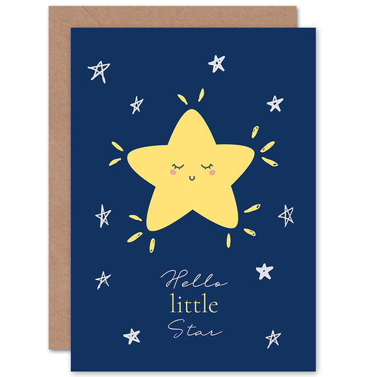 Hello Little Star Cute Starry Night New Baby Card