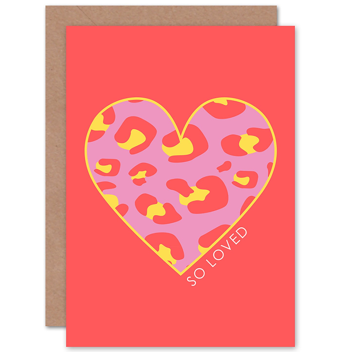 So Loved Love Heart Leopard Quote Greetings Card