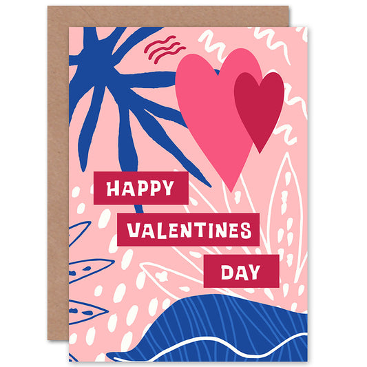 Tropical Love Fun Floral Anniversary Valentine's Card