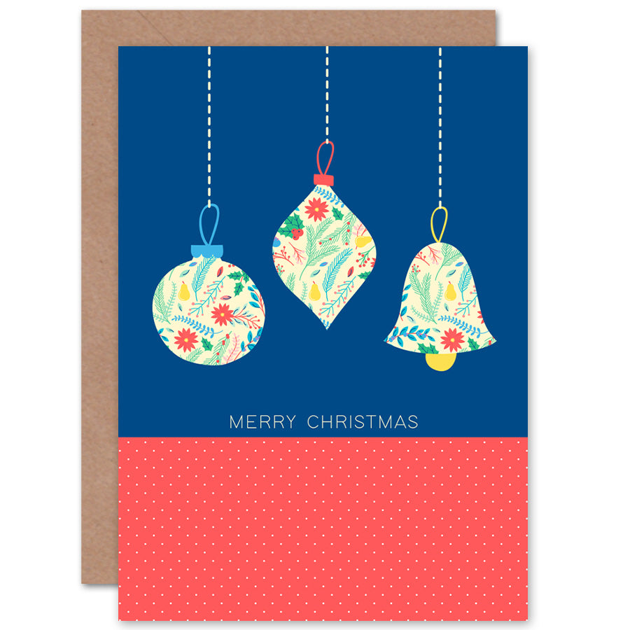 Bright Floral Collage Ornaments Christmas Card