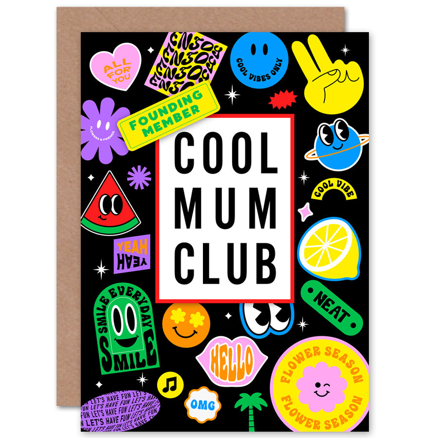 Cool Club Retro Emoji Icon For Mum Mother's day Card