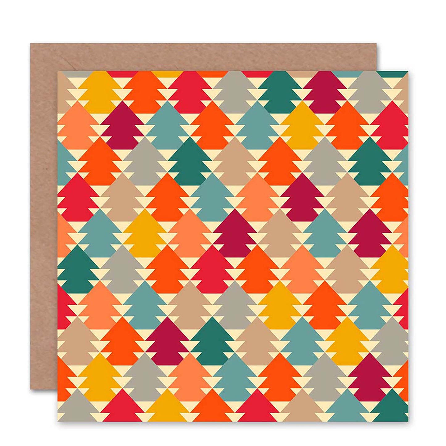 Colourful Tree Pattern Christmas Card