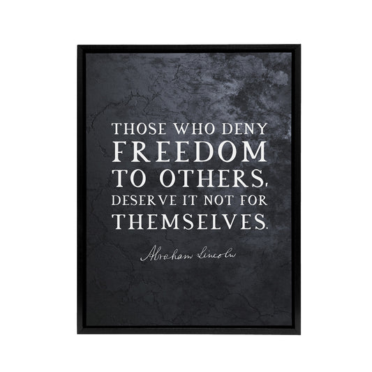 Abraham Lincoln Freedom Slate Quote Black Framed Canvas Wall Art Print