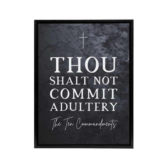 Ten Commandments Adultery Bible Quote Black Framed Canvas Wall Art Print