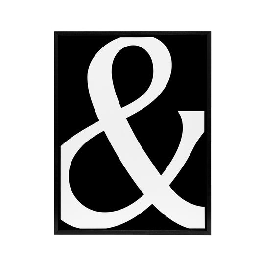 And Ampersand Symbol Black White Minimal Design Framed Canvas Art Print