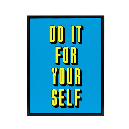 Do It For Yourself Retro Yellow Blue Bold Simple Framed Canvas Art Print