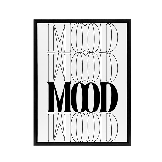 Mood Black And White Bold Graphic Design Black Framed Canvas Art Print