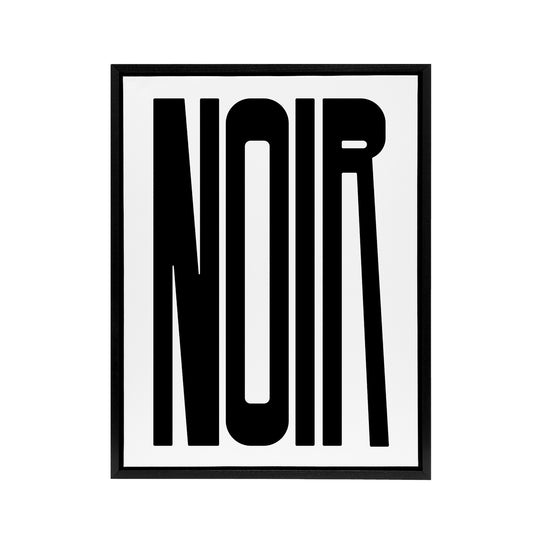 Noir Word Modern Bold Graphic Minimalism Black Framed Canvas Art Print