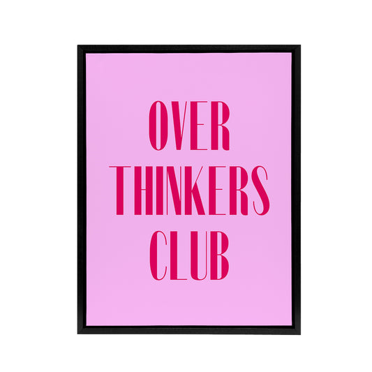 Overthinkers Club Simple Modern Pink Black Framed Canvas Wall Art Print