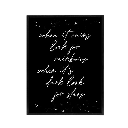 When It's Dark Look For Stars Modern Motivational Framed Canvas Art Print