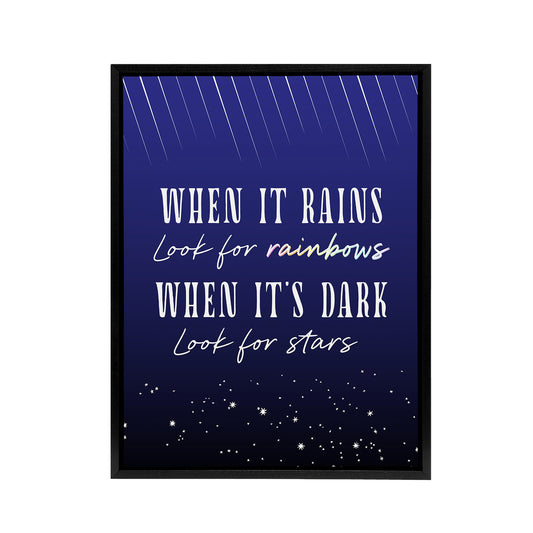 When It's Dark Look For Stars Oscar Wilde Quote Framed Canvas Art Print