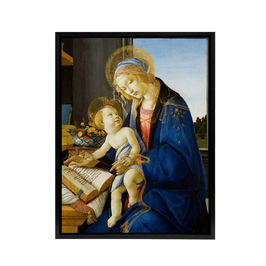 Botticelli The Virgin And Child Black Framed Canvas Wall Art Print