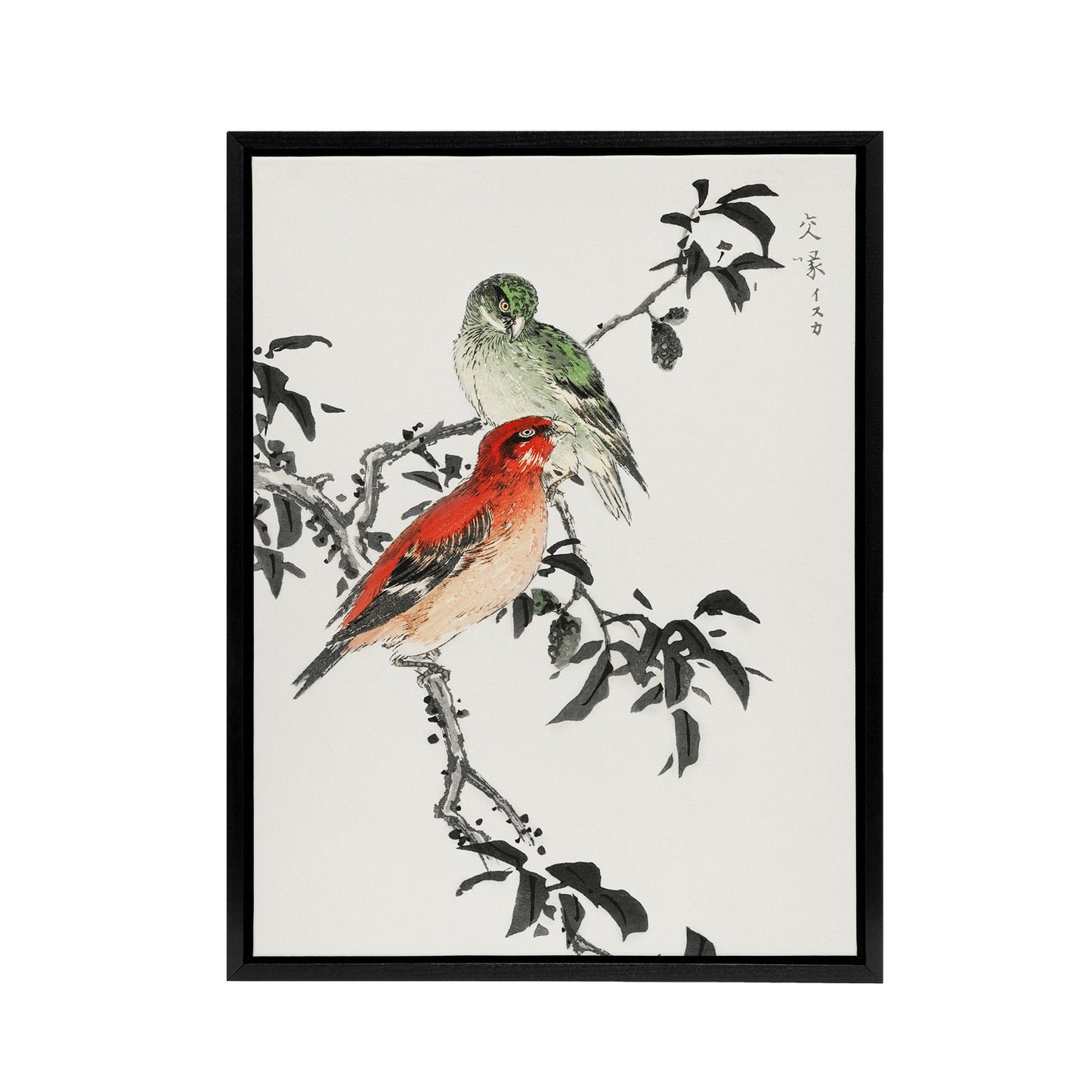 Crossbill Birds Japanese Framed Canvas Wall Art Print Numata Kashu