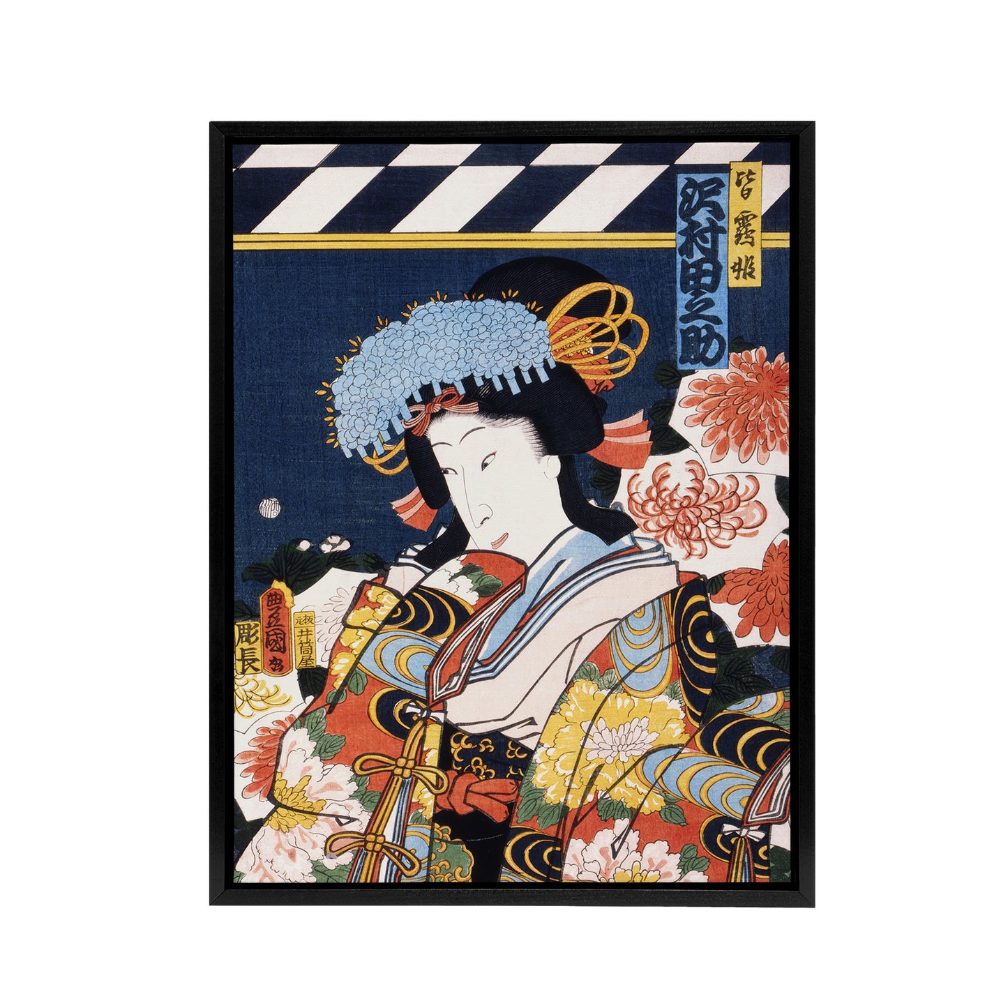 Portrait of Actress Japanese Framed Canvas Wall Art Print Kunichika