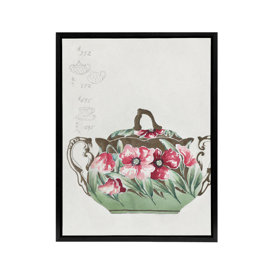 Vintage Sugar Bowl Poppy Design Framed Canvas Wall Art Print Noritake