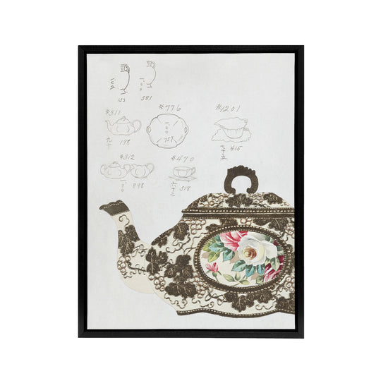 Vintage Floral Design For Teapot Framed Canvas Wall Art Print Noritake