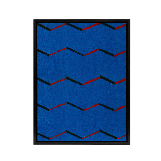 Red Blue Zig Zag Textile Pattern Framed Canvas Wall Art Print Korin