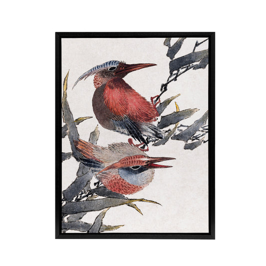 Album of Sketches Birds 1841 Framed Canvas Wall Art Print Hokusai