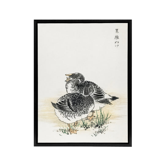 Black Brant Geese Pictorial Birds Framed Canvas Wall Art Print Kashu