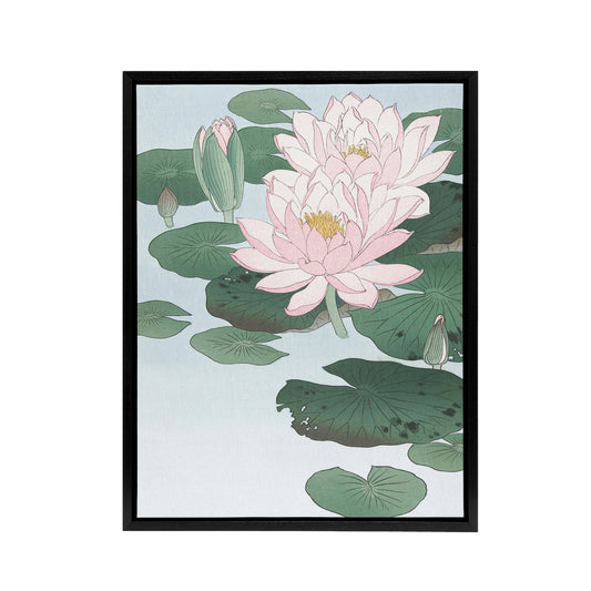 Water Lily Pads Pink Flower Bloom Framed Canvas Wall Art Print Koson