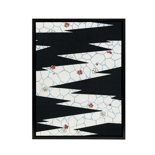 Flowers On Footpath Pattern Framed Canvas Wall Art Print Shin Bijutsukai