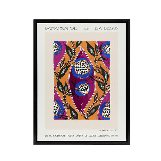 Oriental Style Flower Pattern Framed Canvas Wall Art Print Eugene Seguy