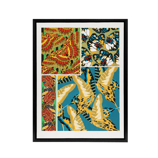 Vintage Butterflies Bright Pattern Framed Canvas Wall Art Print Seguy