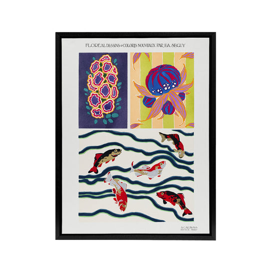 Vintage Sea Life Pattern Designs Framed Canvas Wall Art Print Seguy