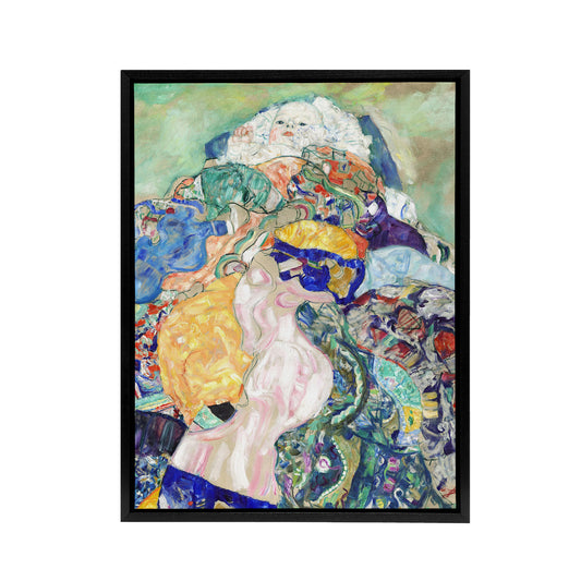 Baby Cradle Colourful Painting Framed Canvas Wall Art Print Gustav Klimt