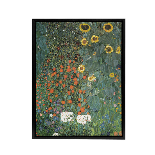 Farm Garden with Sunflowers Framed Canvas Wall Art Print Gustav Klimt