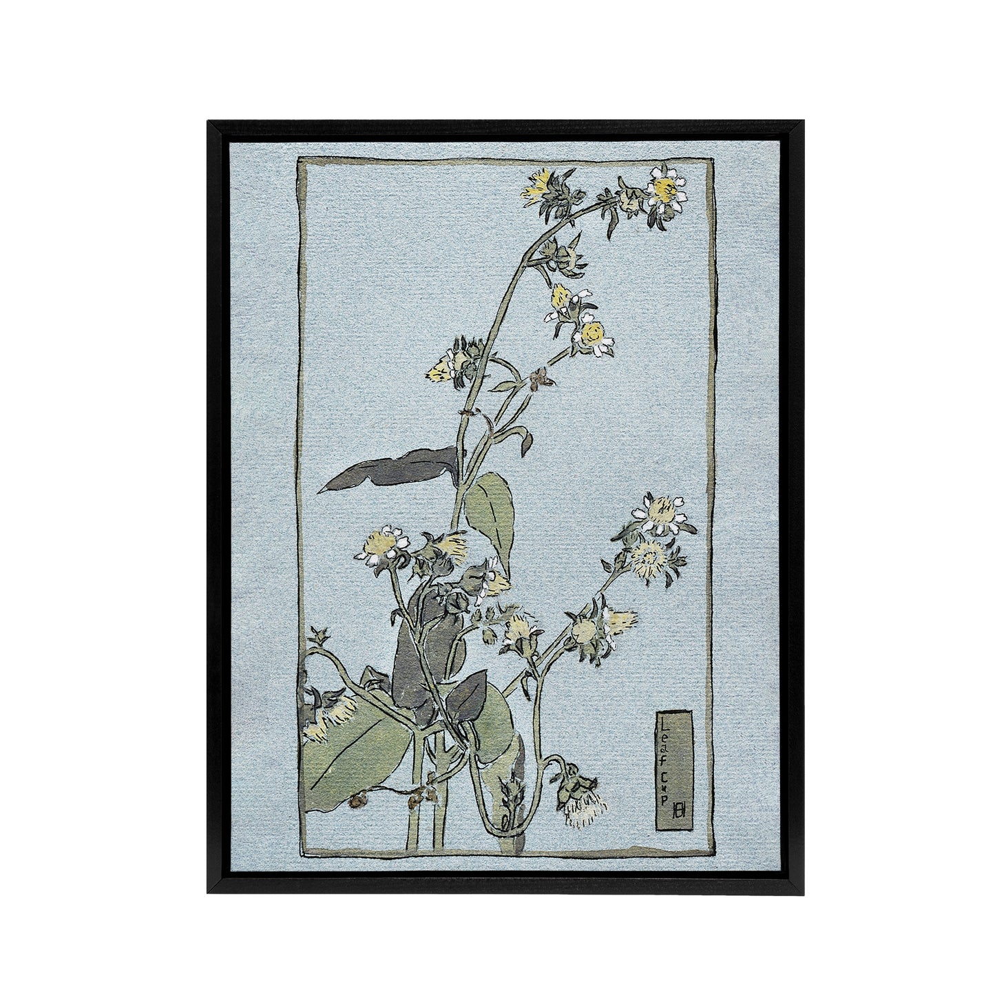 Leaf Cup Floral Painting Framed Canvas Wall Art Print Overbeck