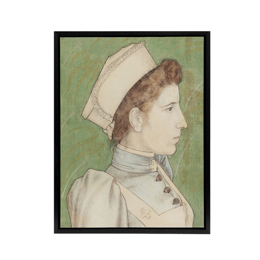 Portrait of Nurse Nelly in Uniform Framed Canvas Wall Art Print Toorop