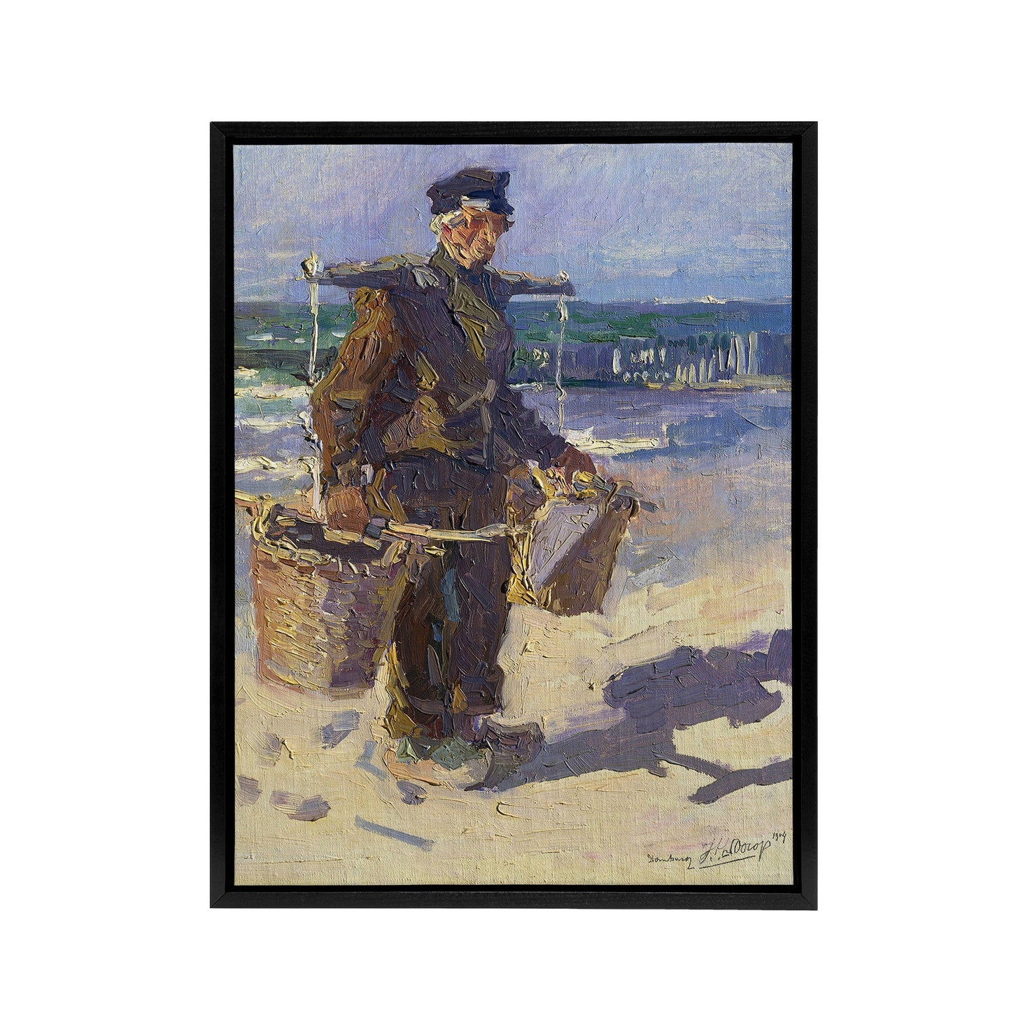 Shell Fisherman Portrait Painting Framed Canvas Wall Art Print Toorop