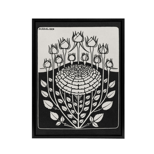 Rose Bush Flowers Vintage Floral Framed Canvas Wall Art Print de Graag