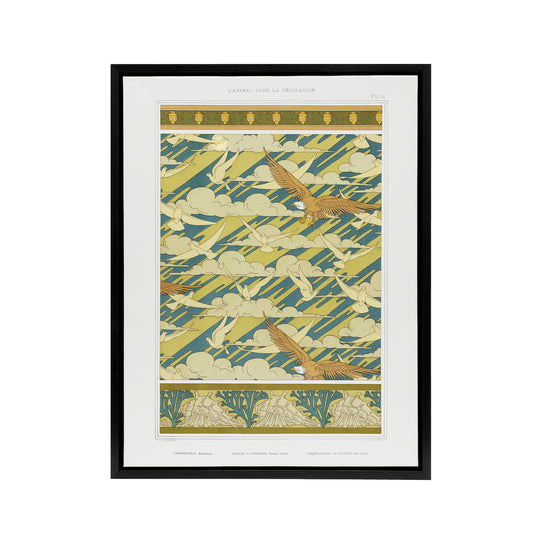 Eagles Doves Seashell Patterns Framed Canvas Wall Art Print Verneuil