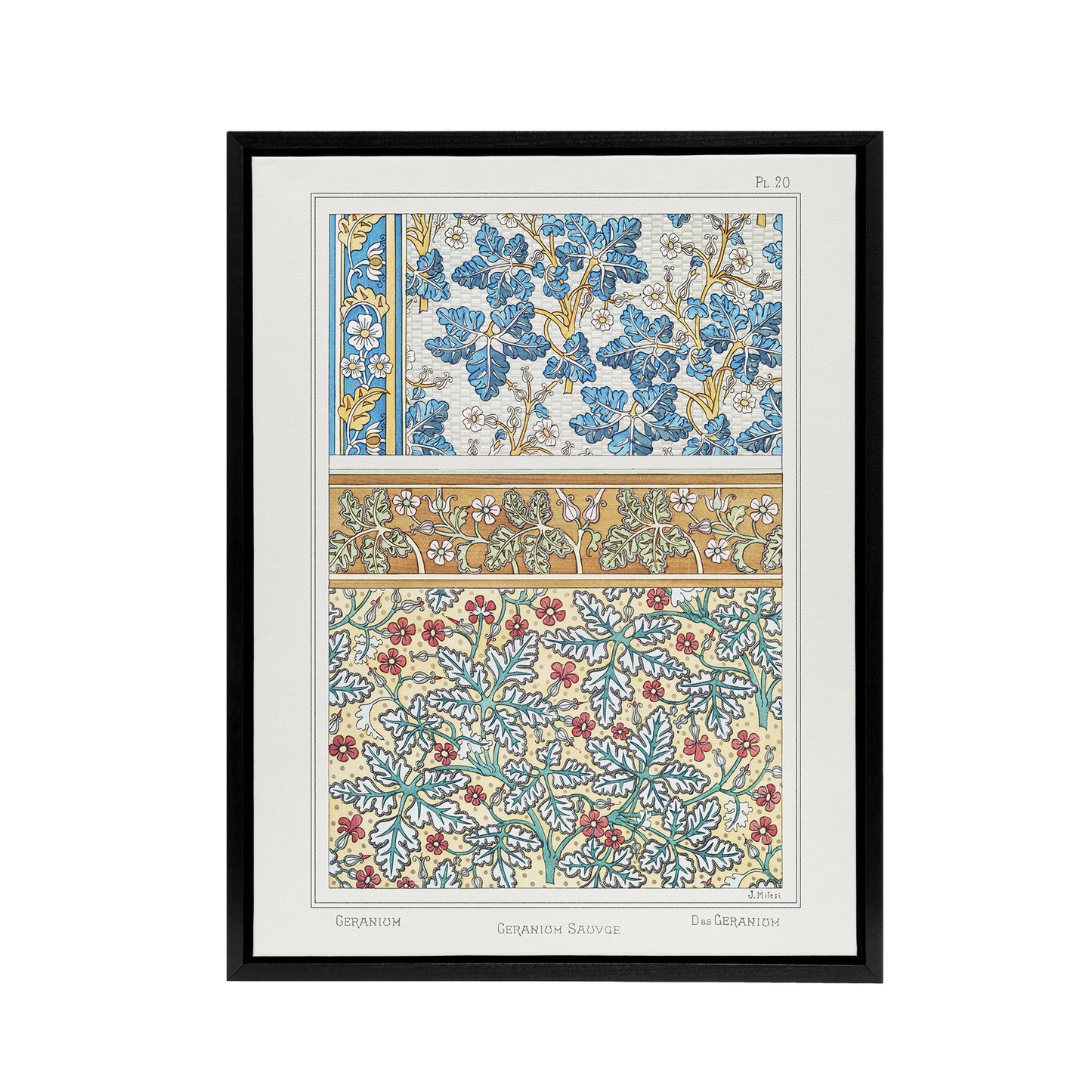 Geranium Flower Framed Canvas Wall Art Print Vintage Floral Verneuil