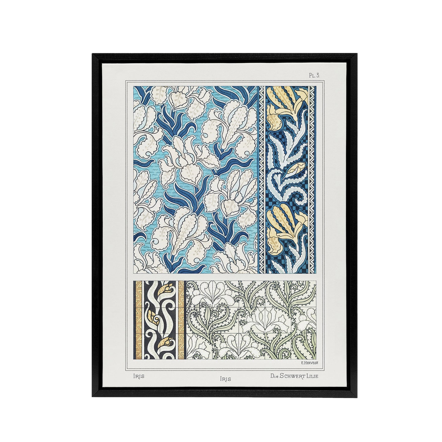 Iris Flower Framed Canvas Wall Art Print Vintage Floral Verneuil